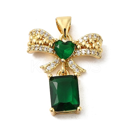 Rack Plating Brass Micro Pave Cubic Zirconia Pendants KK-P241-19G-03-1