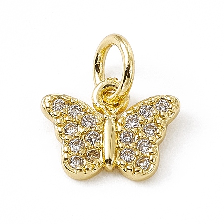 Brass Micro Pave Clear Cubic Zirconia Butterfly Charms ZIRC-F132-43G-1