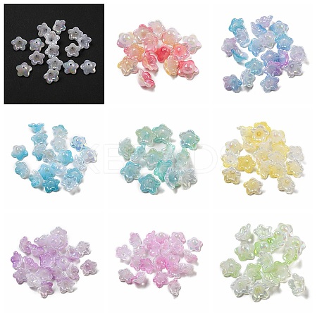 Iridescent Acrylic Bead Caps OACR-C021-08-1