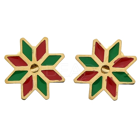 Ion Plating(IP) 304 Stainless Steel Enamel Stud Earrings EJEW-I316-03G-01-1