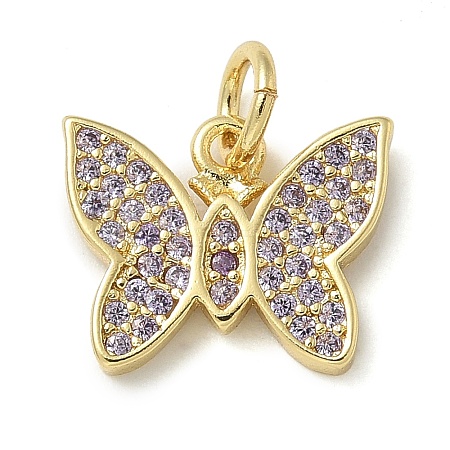 Rack Plating Brass Micro Pave Cubic Zirconia Pendants KK-K392-42G-1