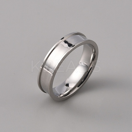 201 Stainless Steel Grooved Finger Ring Settings STAS-WH0027-27E-P-1