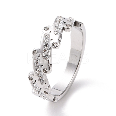 Crystal Rhinestone Oval Bar Finger Ring RJEW-D120-04P-1