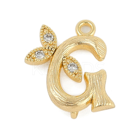 Brass Crystal Rhinestone Letter Links Connector Charms KK-S395-06G-G-1