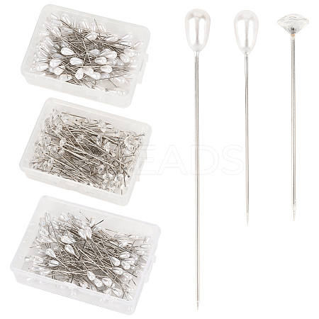 3 Bags 3 Styles Iron/Steel Pins FIND-SP0004-67-1