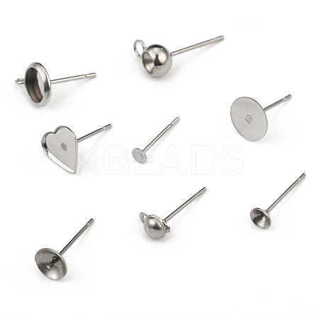 Non-Tarnish 304 Stainless Steel Stud Earring Settings & Findings STAS-MSMC002-05P-1