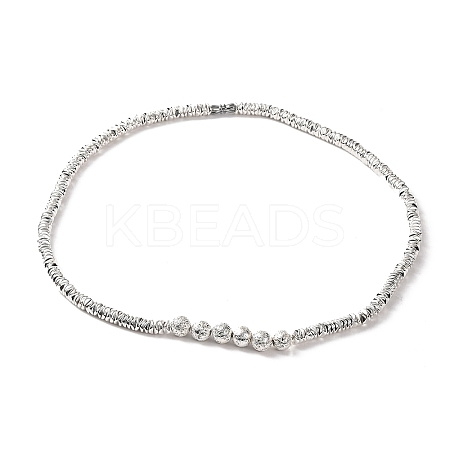Synthetic Non-magnetic Hematite & Round Natural Lava Rock Beaded Necklaces NJEW-Q341-09-1