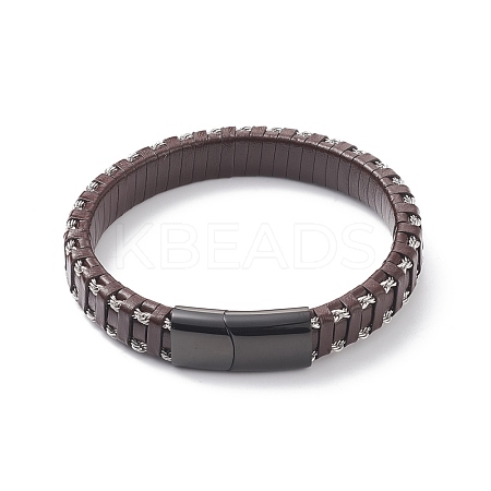 Leather Braided Cord Bracelets BJEW-E345-15C-B-1