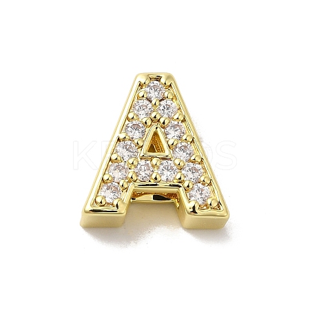 Brass Micro Pave Cubic Zirconia Beads KK-H487-25G-01-1