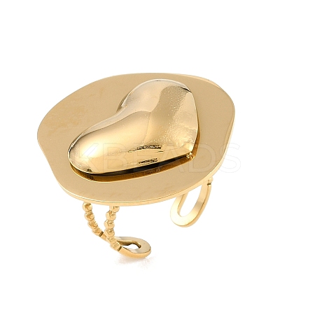 Irregular Round 304 Stainless Steel Open Cuff Rings for Women RJEW-S410-03G-02-1
