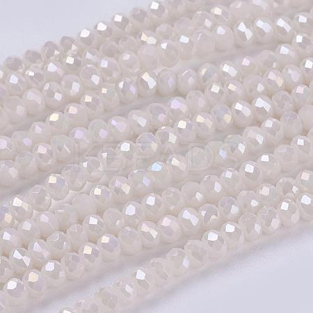 Electroplate Glass Beads Strands GLAA-F077-FR14-1