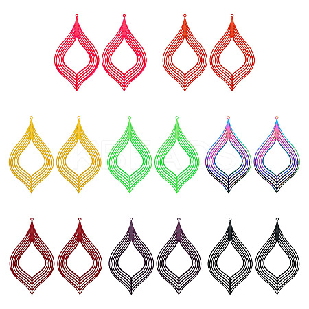 16Pcs 8 Styles Spray Painted 430 Stainless Steel Big Pendants STAS-TA0002-61-1