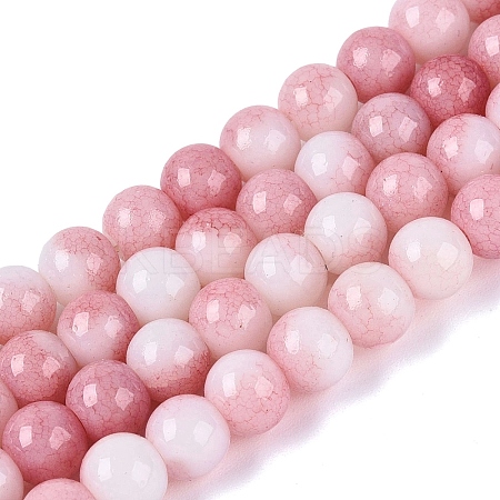 Ombre Effect Opaque Crackle Glass Beads Strands GLAA-Q106-01A-A13-1