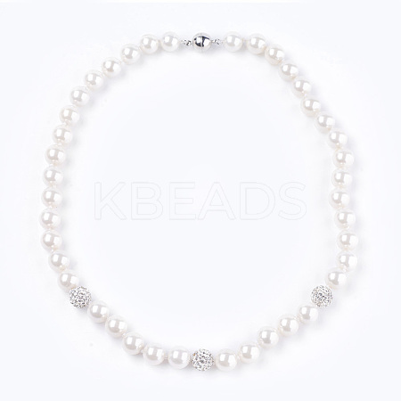Shell Pearl Beaded Necklaces NJEW-I224-B02-1