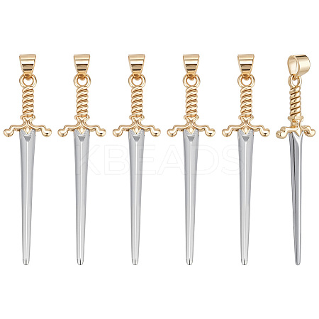 6Pcs Rack Plating Brass Pendants KK-UN0005-50-1