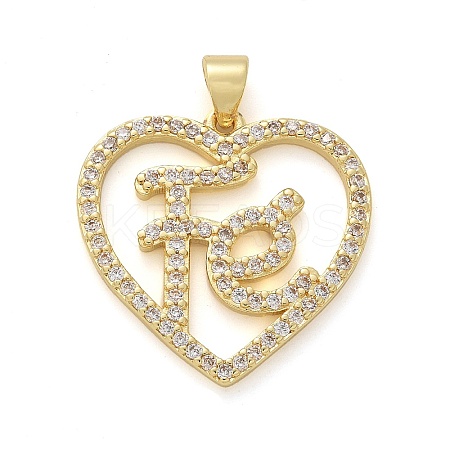 Brass Micro Pave Clear Cubic Zirconia Pendants KK-M319-22G-01-1