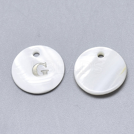 Natural White Shell Mother of Pearl Shell Charms X-SSHEL-N036-053G-1