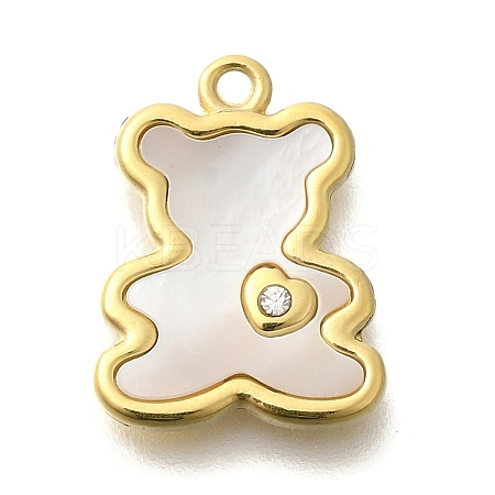 Ion Plating(IP) 304 Stainless Steel Pave Shell Pendants X-STAS-K263-62G-1