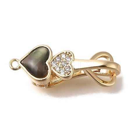Brass Black Lip Shell Fold Over Clasps KK-K389-138G-1