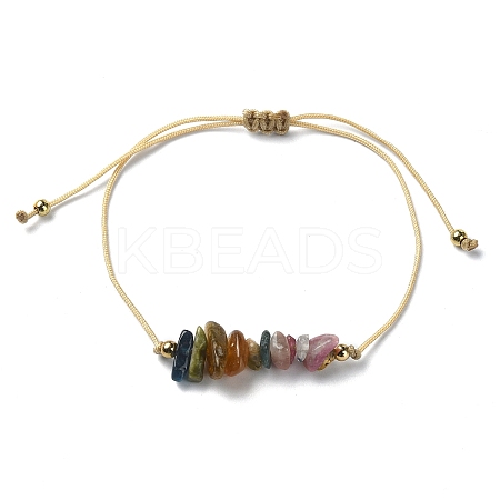 Natural Tourmaline Chips Braided Bead Bracelets BJEW-JB09851-10-1