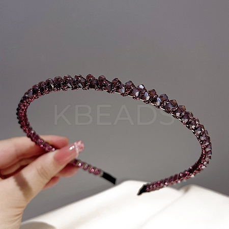 Glass Beaded Hair Bands PW-WG78237-03-1