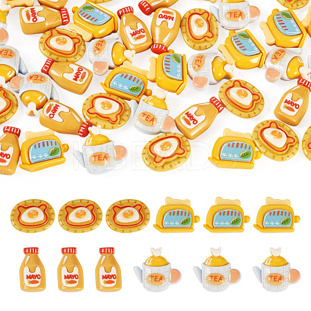 50Pcs 10 Styles Afternoon Tea Theme Opaque Resin Cabochonss RESI-TA0004-92-1