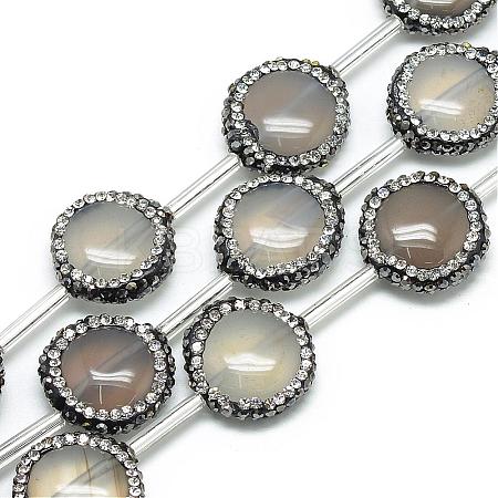 Natural Grey Agate Rhinestone Beads G-Q487-02-1