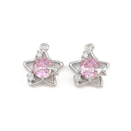 Brass Pave Pearl Pink Cubic Zirconia Pendants CU-CBA8124-01A-P-1