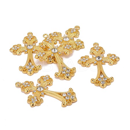 Alloy Rhinestone Cross Big Pendants LS-ALRI-1475-G-RS-1