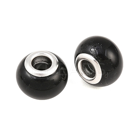 Spray Painted Glass European Beads X-GPDL-R001-11S-1