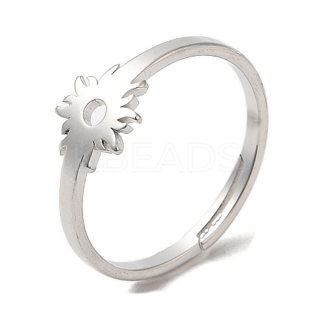 Non-Tarnish 304 Stainless Steel Flower Adjustable Ring for Women RJEW-M149-03P-1