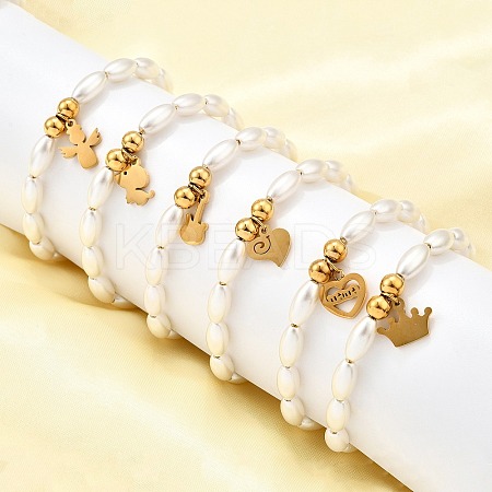 304 Stainless Steel Charm Bracelets for Women BJEW-C098-14G-1