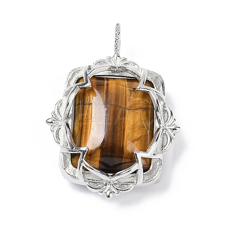 Natural Tiger Eye Pendants G-I381-01P-07-1