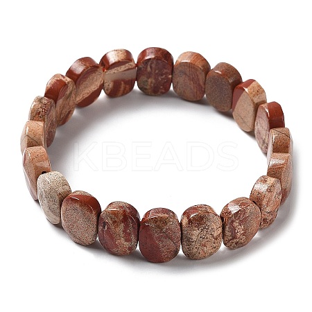 Natural Brecciated Jasper Beaded Stretch Bracelet G-E010-01-04-1