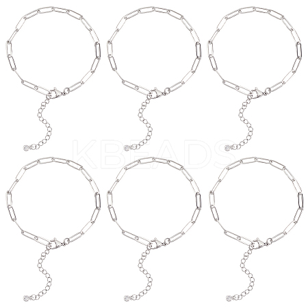 12Pcs 304 Stainless Steel Paperclip Chains Bracelets BJEW-SC0001-40-1