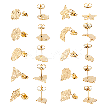 Unicraftale 20Pcs 10 Style 304 Stainless Steel Stud Earring Findings STAS-UN0040-40-1