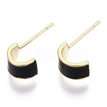Brass Enamel Half Hoop Earrings KK-N232-97B-NF-1