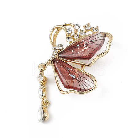 Resin Butterfly Brooch Pin with Crystal Rhinestone LS-JEWB-P016-05KCG-02-1
