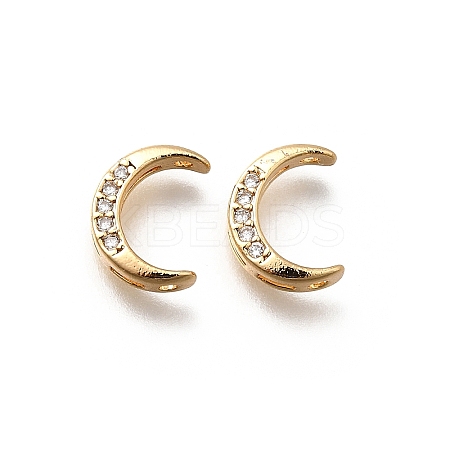Brass Micro Pave Clear Cubic Zirconia Links Connector Charms KK-K378-66G-1