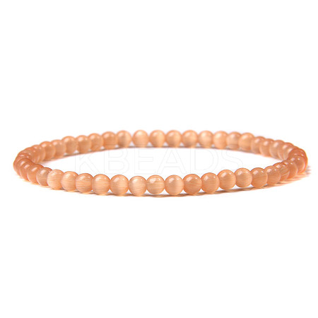 4mm Round Cat Eye Beads Bracelet for Men KG3069-9-1