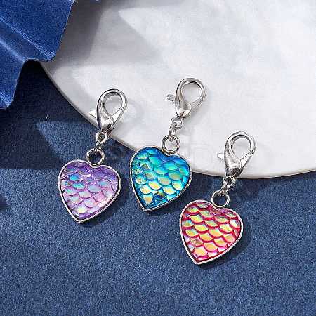 3Pcs 304 Stainless Steel with Resin Pendants Decorations HJEW-JM01585-S-1