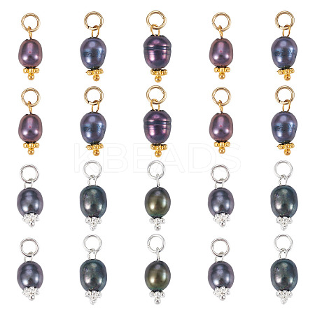 20Pcs 2 Style Natural Cultured Freshwater Pearl Pendants PALLOY-TAC0203-1