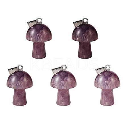 5Pcs Natural Amethyst Pendants G-SZ00001-87E-1