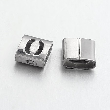 Tarnish Resistant Letter Style 201 Stainless Steel Square Slide Charms STAS-L132-26-1