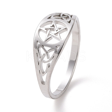 Non-Tarnish Pentacle with Sailor's Knot Finger Ring LS-RJEW-P037-01P-1
