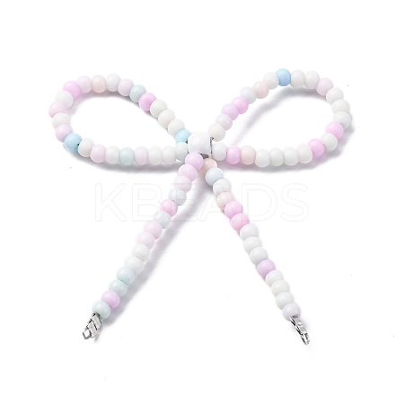 Alloy & Glass Seed Beads Bowknot Chandelier Component Links PALLOY-D359-03H-1