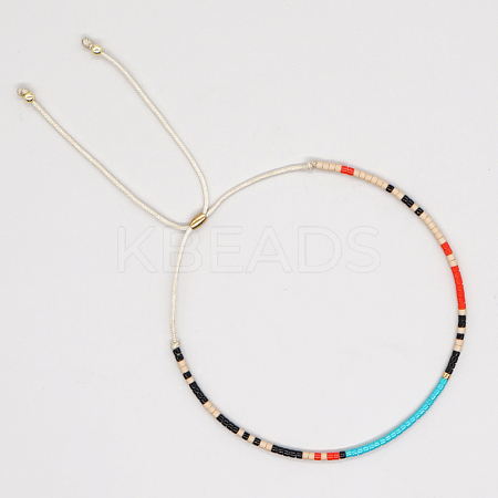 Glass Seed Beaded Slider Bracelet BJEW-BB727272785-E-1