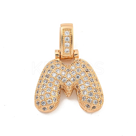Brass Micro Pave Clear Cubic Zirconia Pendants KK-B099-01G-M-1