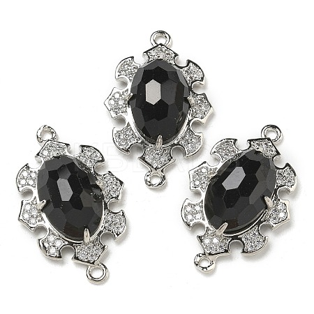 Natural Obsidian Faceted Oval Connector Charms G-G181-06P-06-1