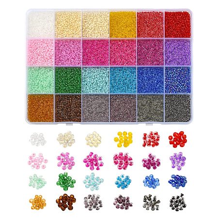 19200Pcs 24 Colors 12/0 Glass Seed Beads SEED-YW0001-87A-1